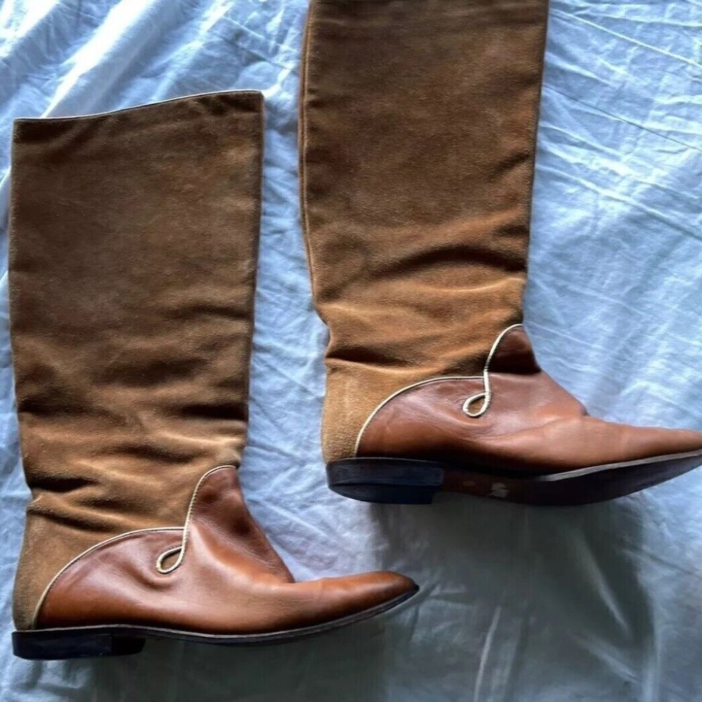 Vintage M Giovanni Z Women’s Leather Long Boots Brown Heel Western Sz 7 Italy